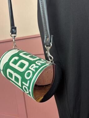 Little Earth Colorado License Plate Barrel Metal Purse Upcycled Unique